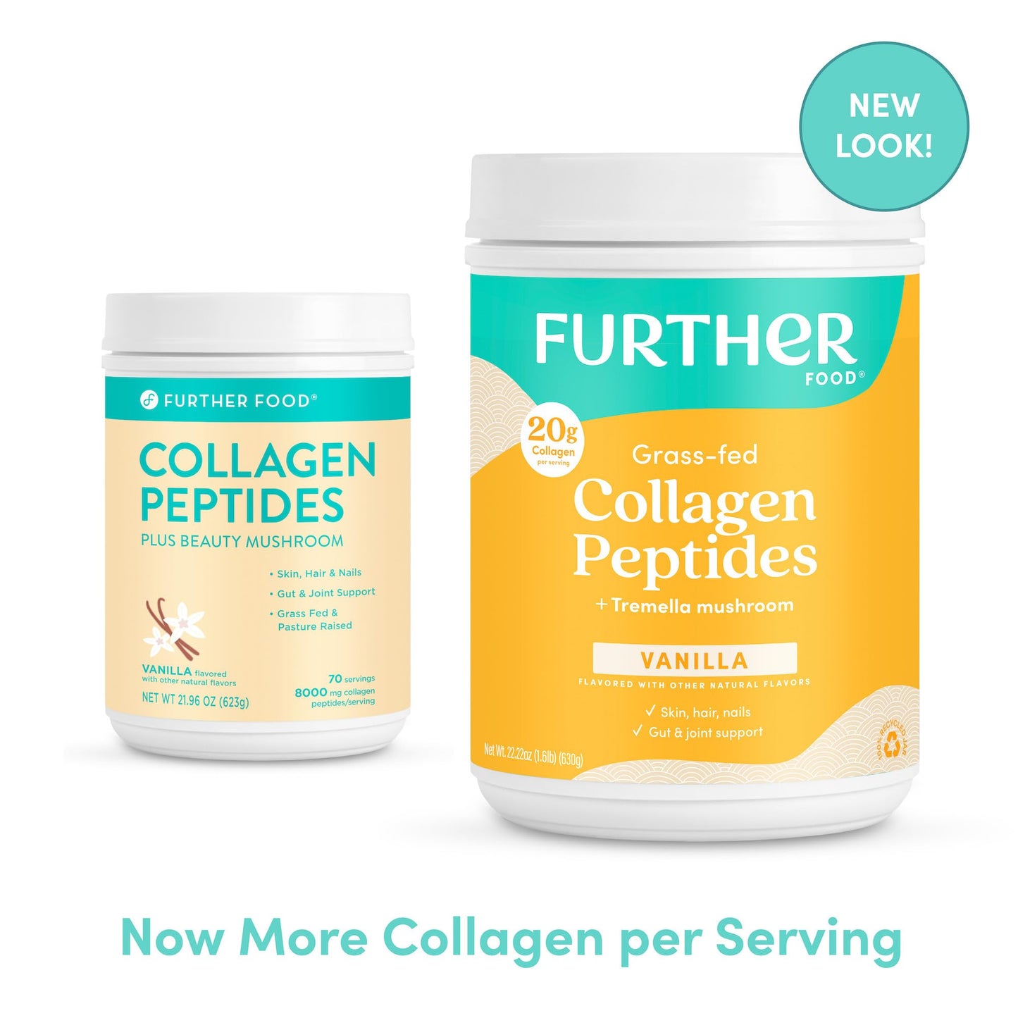 Further Food Vanilla Collagen Peptides with Tremella โ Grass-Fed, 20g per Serving, 22.22 oz