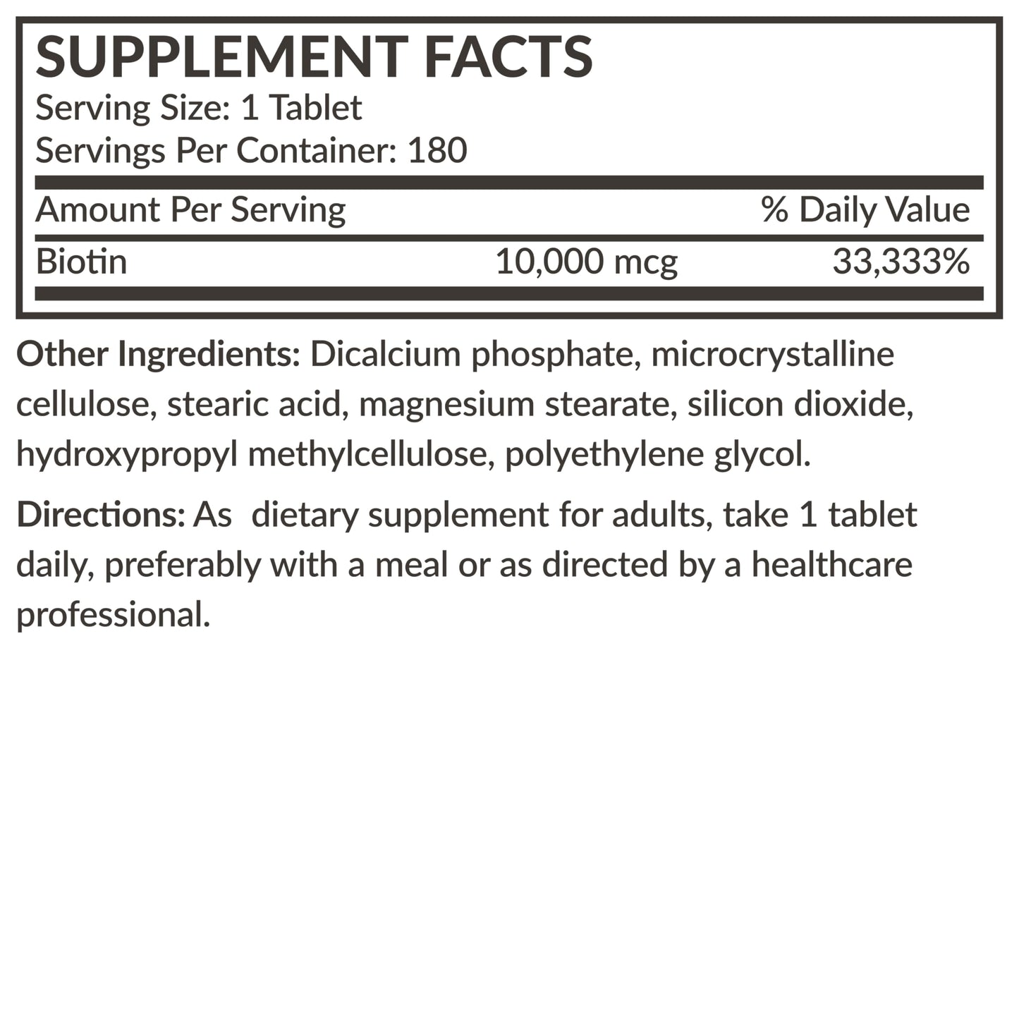 Futurebiotics Biotin 10,000 MCG High Potency Tablets โ Hair, Skin & Nails Support, Non-GMO, 180 Vegetarian Tablets
