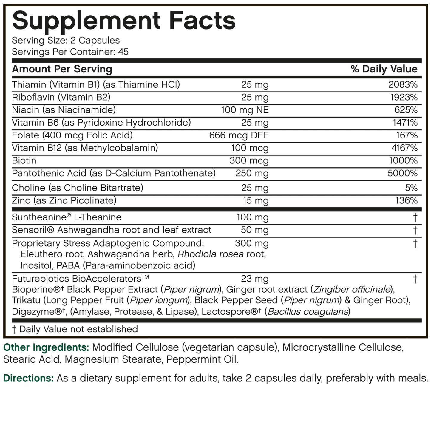 Futurebiotics StressAssist Stress Complex with L-Theanine, Ashwagandha & Rhodiola Rosea โ 90 Vegetarian Capsules