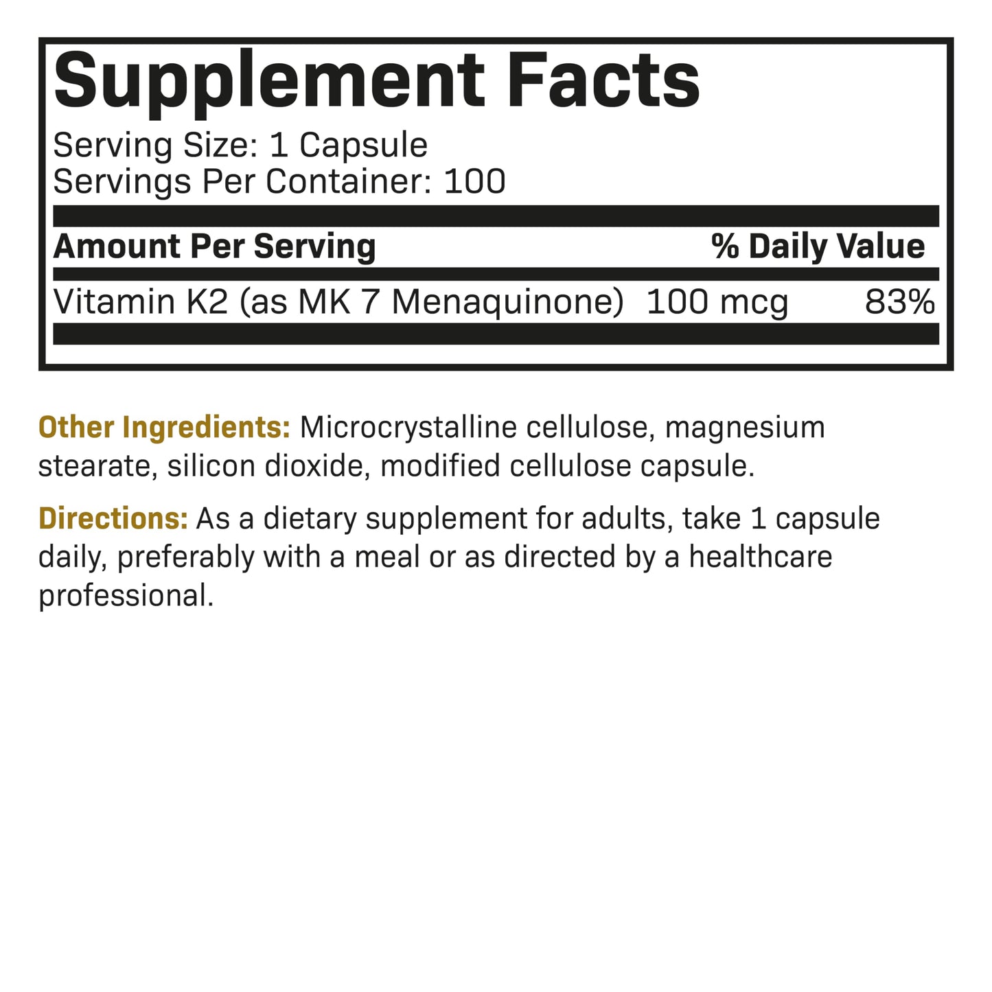 Futurebiotics Vitamin K2 as MK-7 100 mcg โ Supports Strong Bones, Non-GMO, 100 Vegetarian Capsules (Pack of 2)