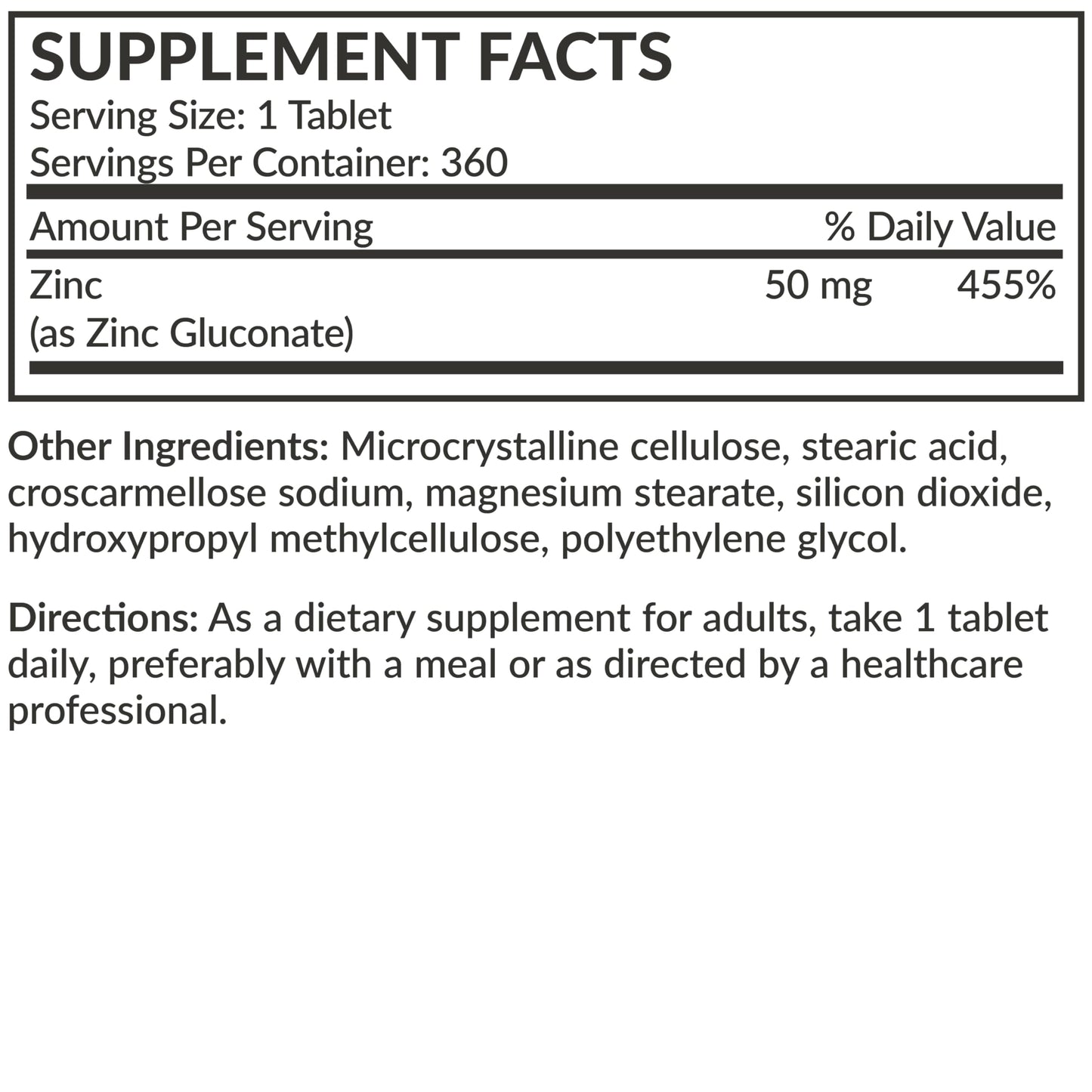 Futurebiotics Zinc 50 MG High Potency โ 1 Year Supply, Non-GMO, 360 Tablets