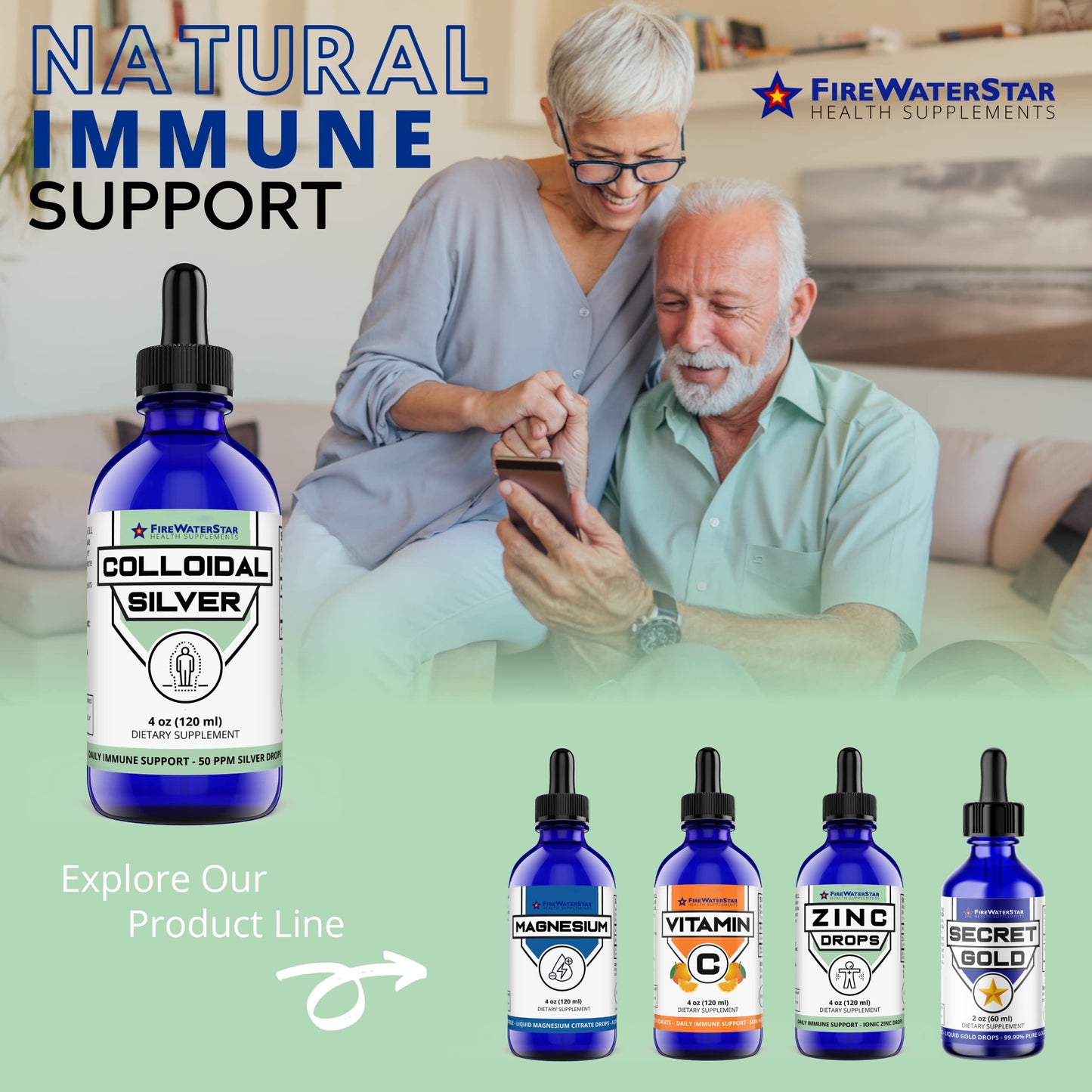 FWS Colloidal Silver Drops โ 50 ppm, 4 oz Bottle, 60 Servings
