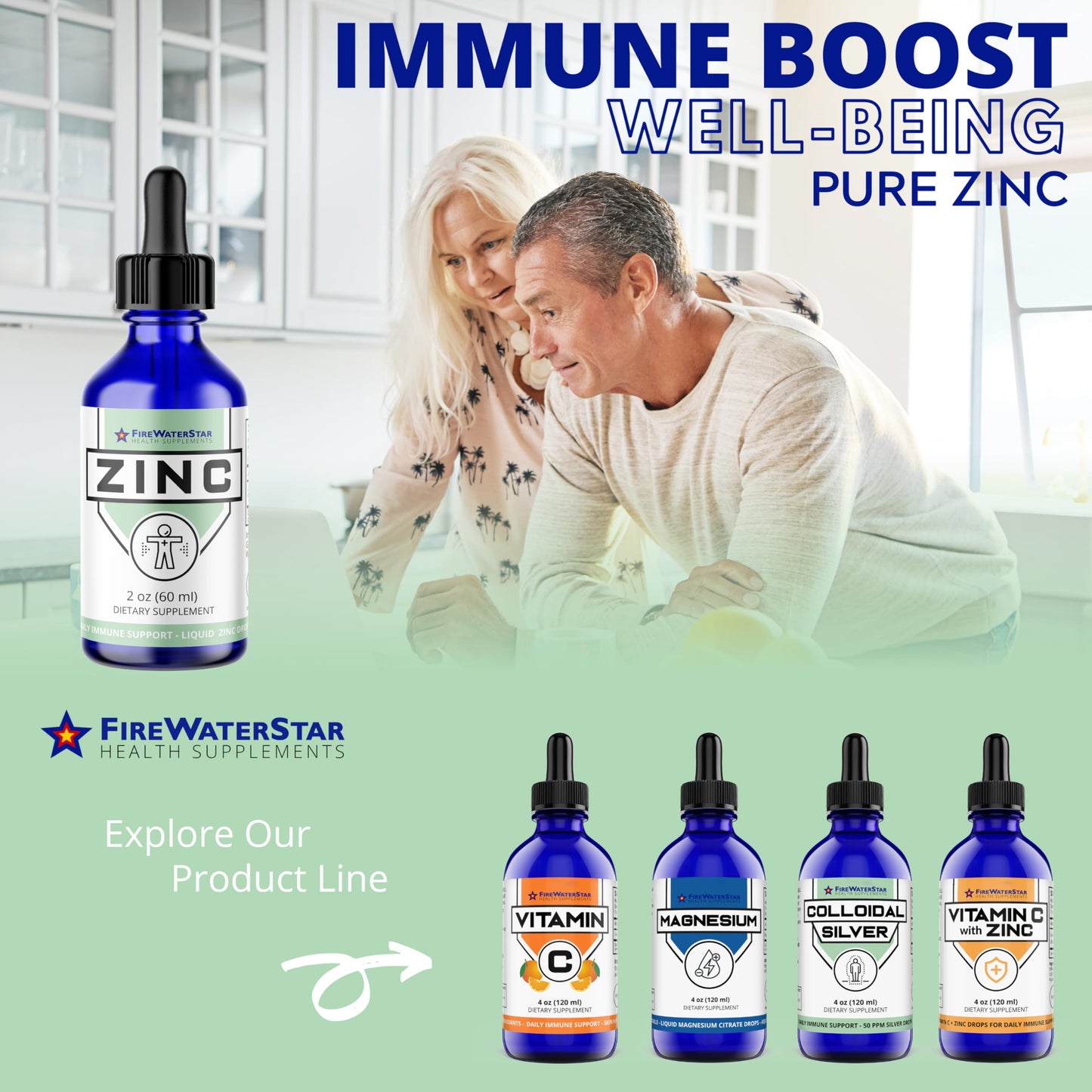 FWS Liquid Zinc Supplement for Men, Women & Kids โ Organic Non-GMO Vegan Ionic Zinc Drops (2 oz, 30 Day Supply)