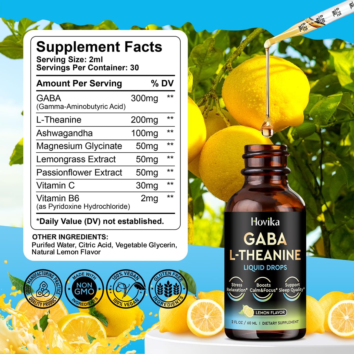GABA L-Theanine Drops โ Sleep, Calm Mood & Focus (Lemon, 2 oz)