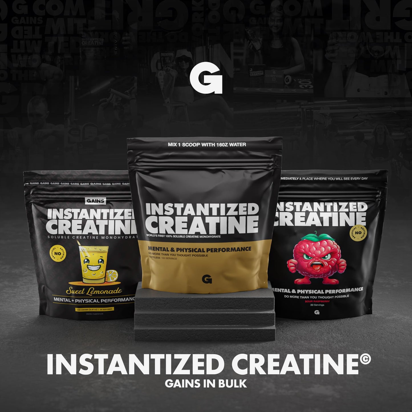 Gains in Bulk Instantized Creatine Monohydrate โ Soluble, Zero-Bloat (100 Servings)