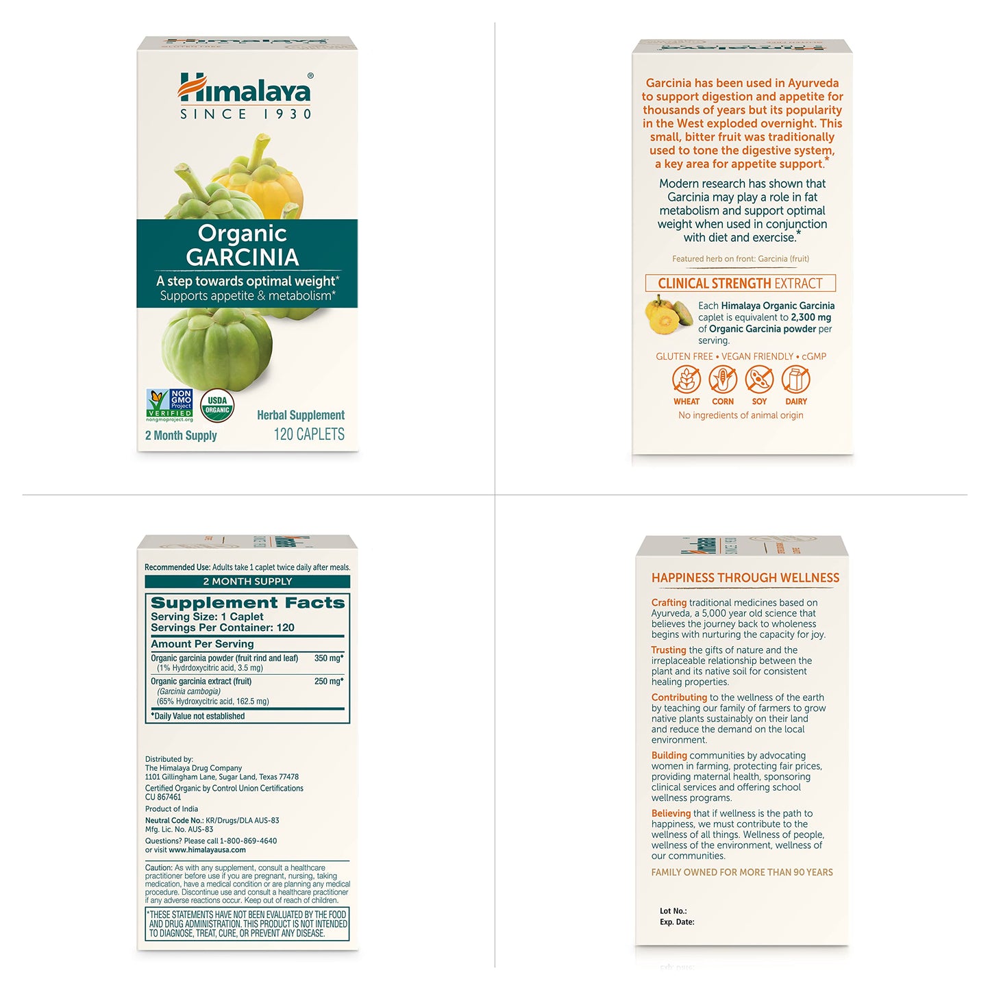Himalaya Organic Garcinia Cambogia โ 600 mg, 120 Plant-Based Caplets | USDA Organic