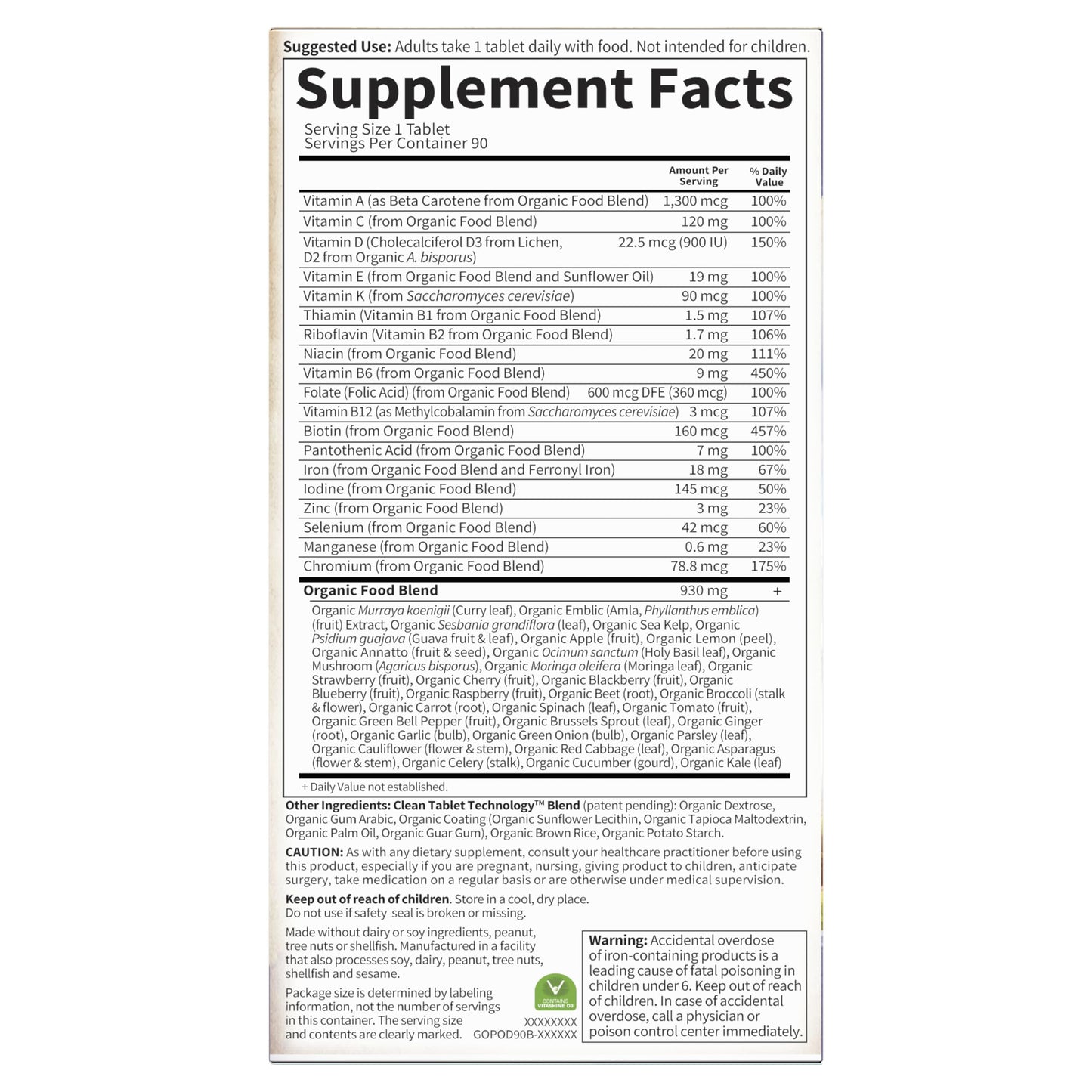 Garden of Life Prenatal Vitamins for Women β Organic Folate, Vegan, Non-GMO, 90-Day Supply