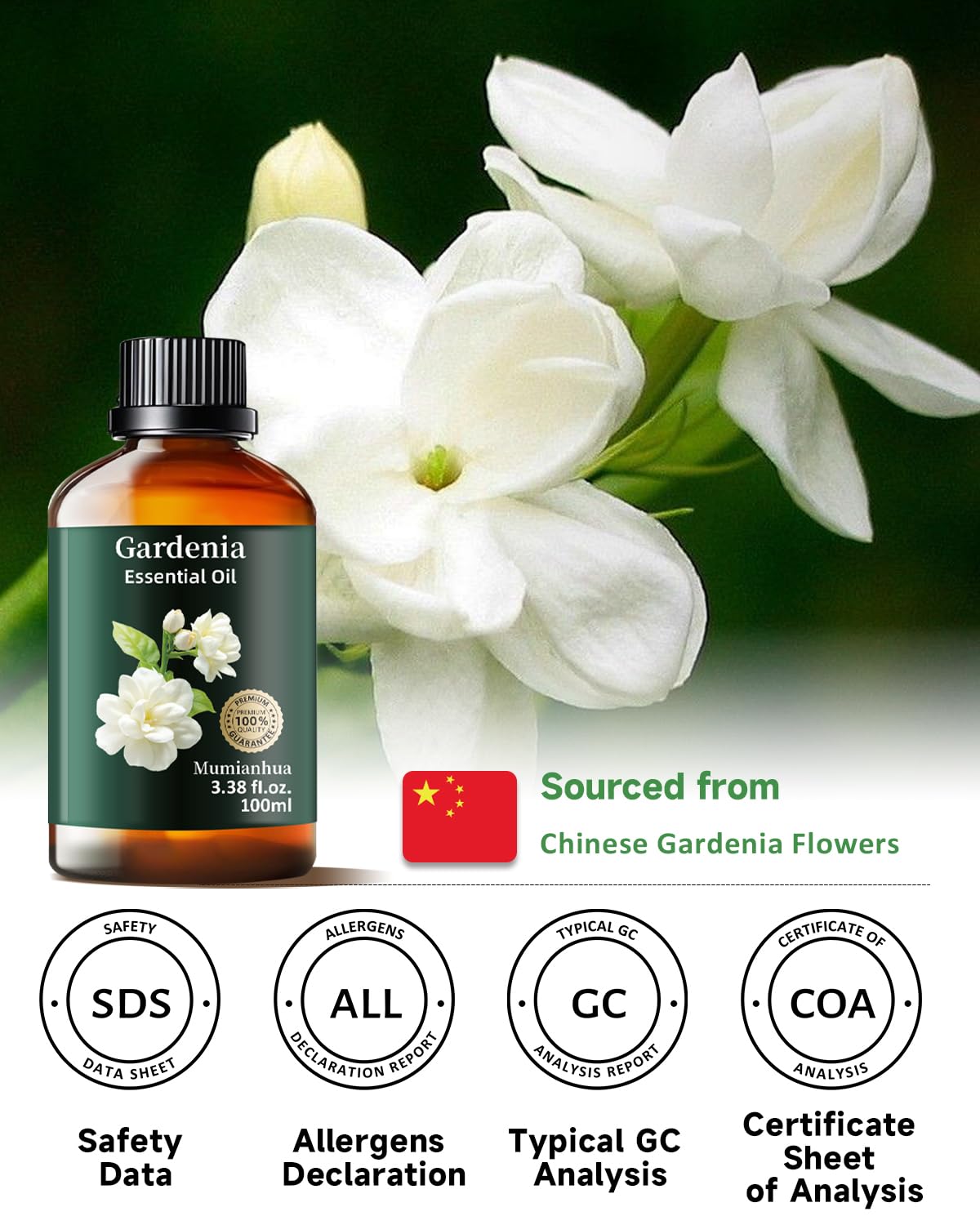 Gardenia Essential Oil Pure โ Gardenia Oil for Diffusers & Skincare (3.38 fl oz)