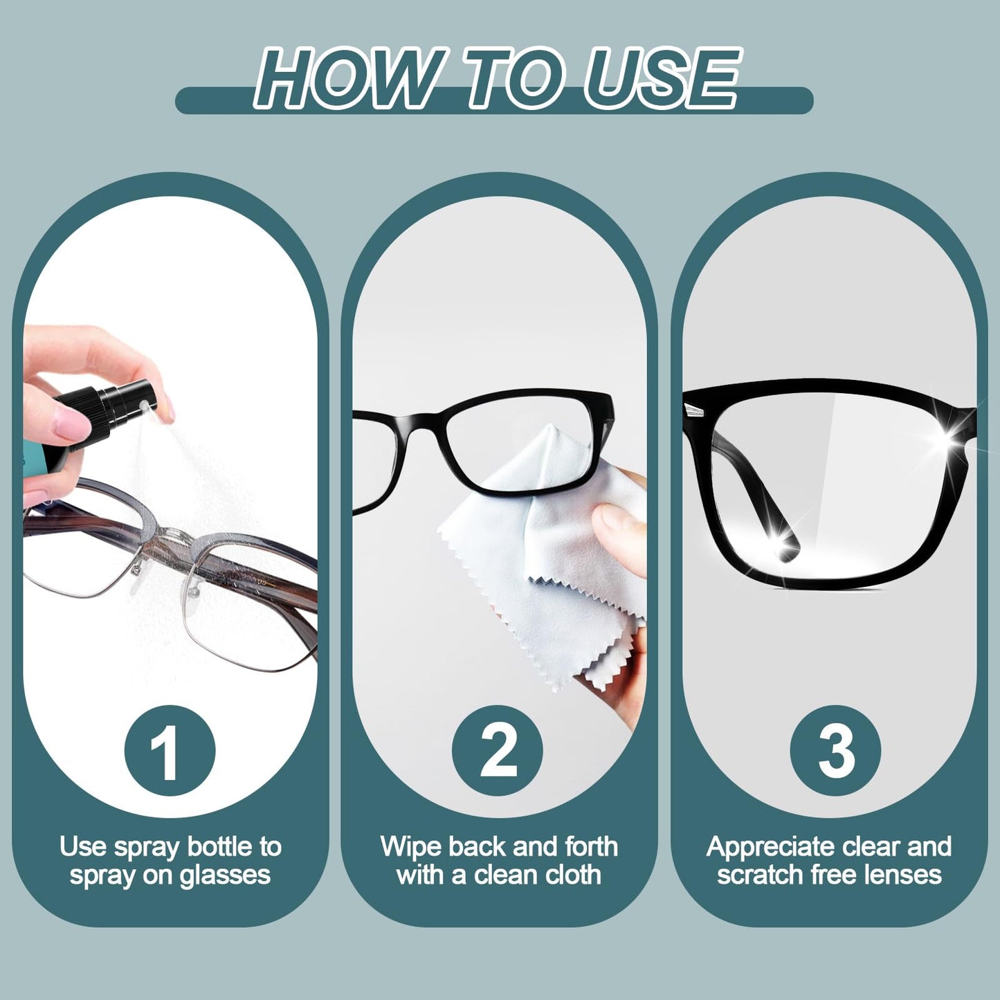 Gartiage Eyeglass Scratch Remover for Lenses โ Cleaner Spray & Sunglasses Cleaning Kit (2)