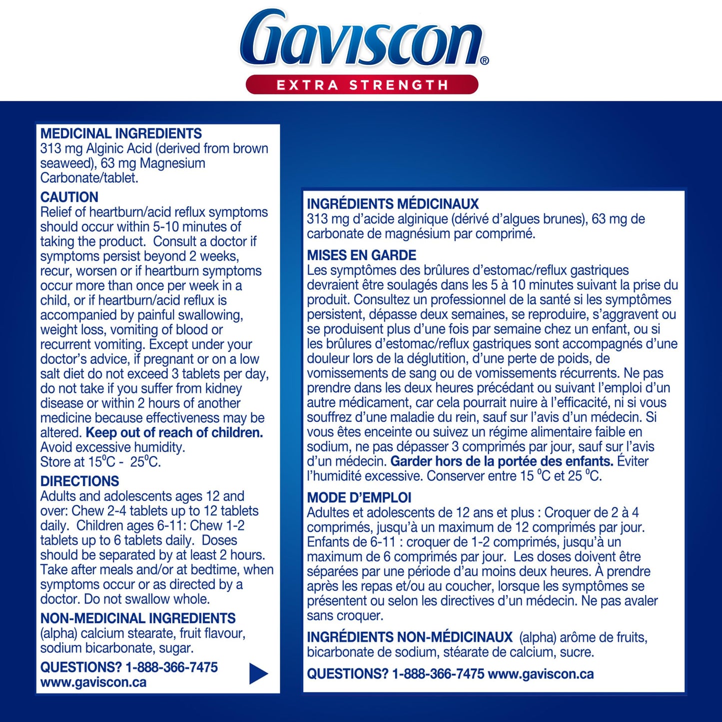 Gaviscon Extra Strength Fruit Antacid Tablets โ 60 Count | Fast Heartburn Relief