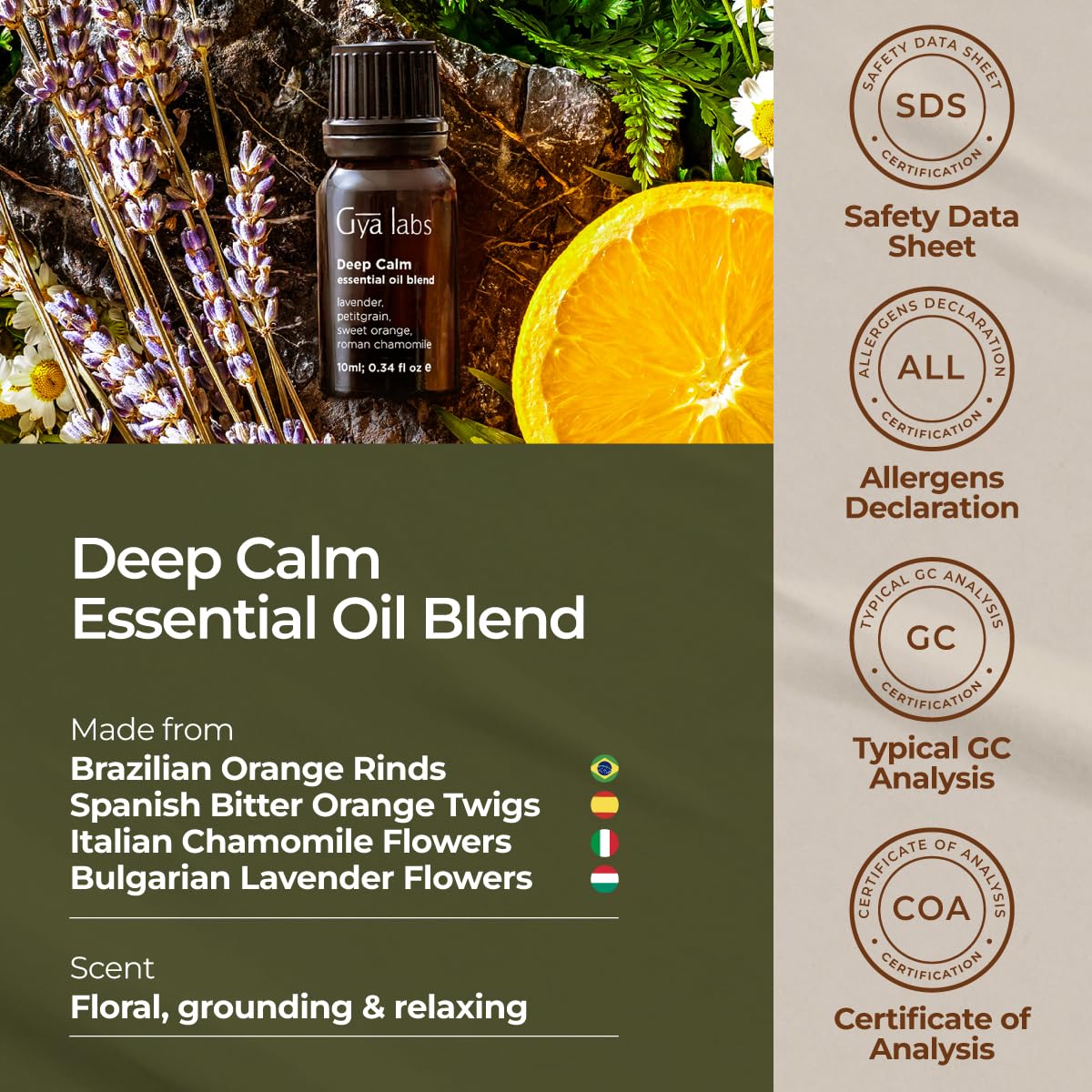 Gya Labs Deep Calm Essential Oil Blend โ 0.34 oz for Relaxation & Emotional Balance