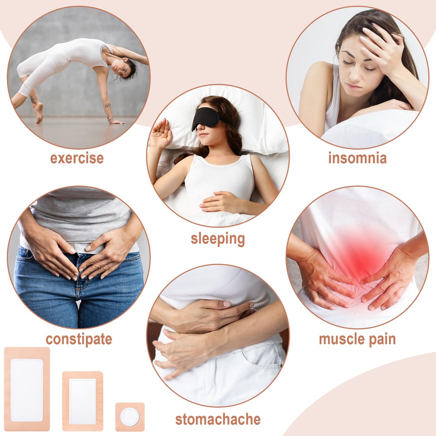 Geiserailie 120 Pcs Disposable Castor Oil Patches Kit - Self Adhesive Multi Size Castor Oil Wraps