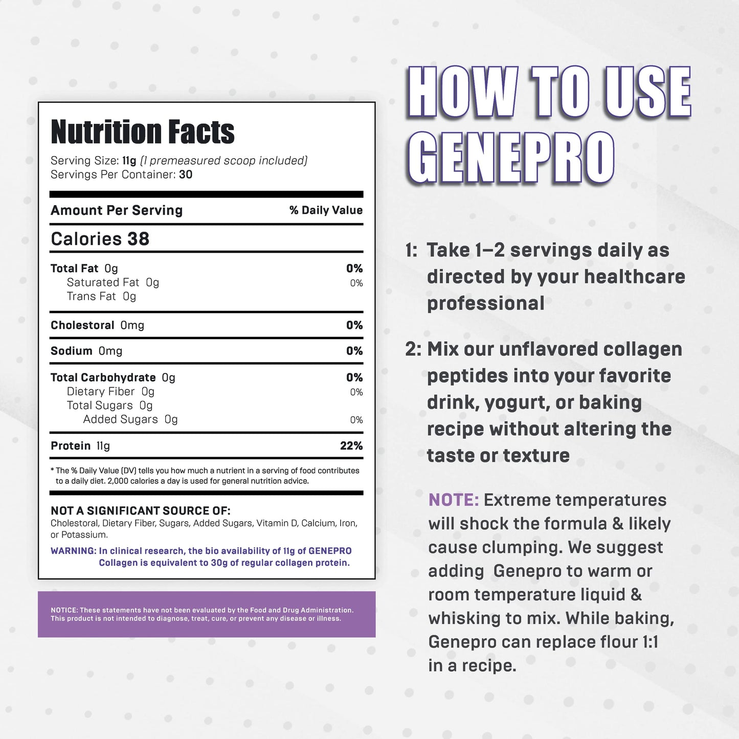 GENEPRO GEN. 3 Collagen Protein Powder โ Unflavored, Lactose-Free, Gluten-Free (30 Servings)