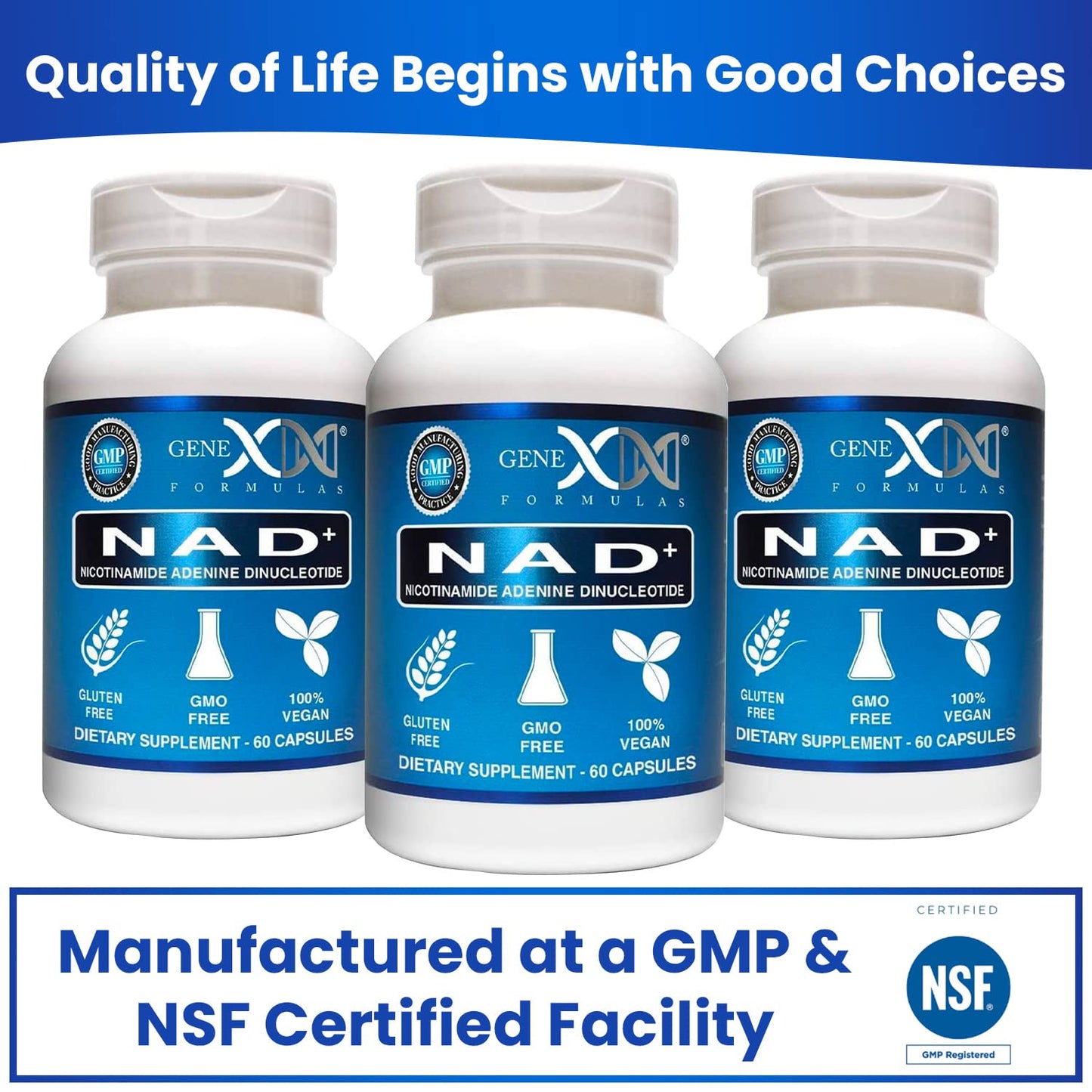 Genex NAD+ 250mg β 60 Capsules | Actual NAD+ (Nicotinamide Adenine Dinucleotide)