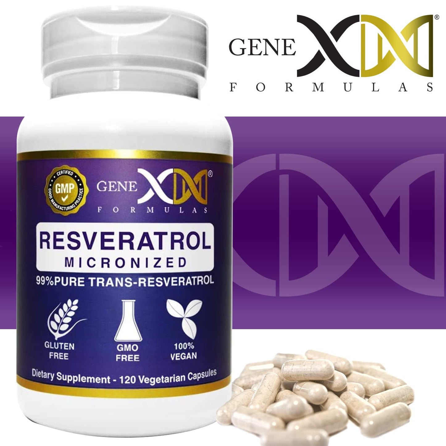 Genex Formulas Trans Resveratrol 1000mg โ 120ct (4x250mg) Micronized with Bioperine | GMP & NSF Certified