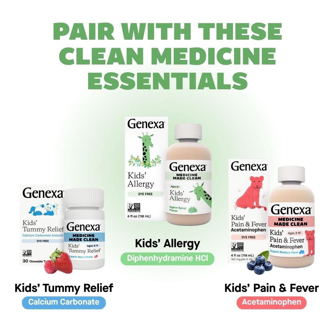 Genexa Kids Allergy Care | Drug-Free, Non-Drowsy Allergy Relief for Kids (Ages 3β11) | Organic Acai Berry Flavor | 60 Chewables
