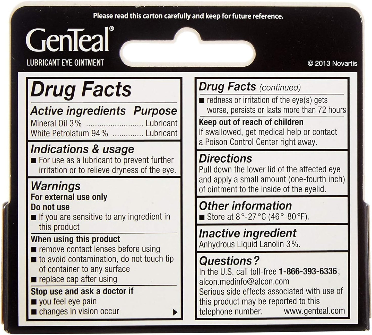 Genteal Tears Night-Time Ointment 3.5g โ Pack of 2 | Overnight Eye Comfort