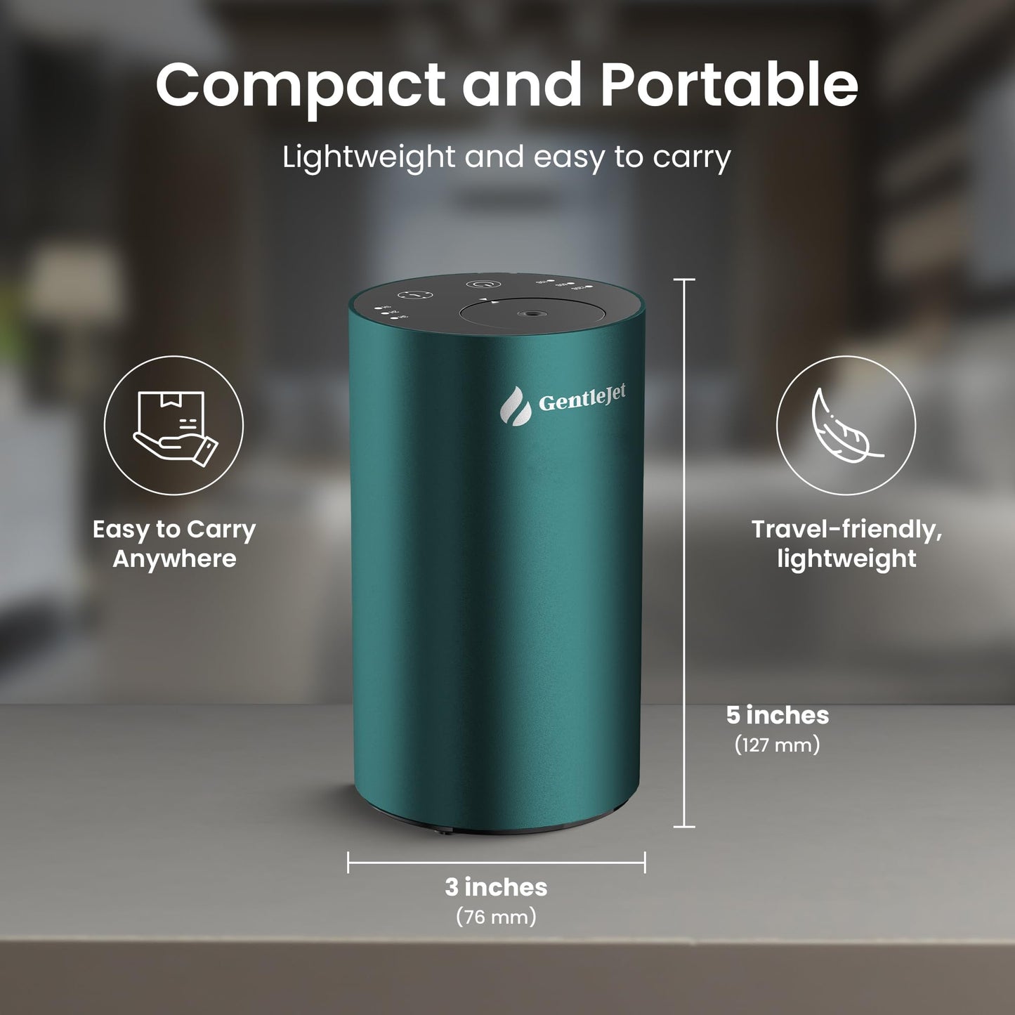 GentleJet LiteMist Waterless Essential Oil Diffuser β Aluminum, USB-C Rechargeable, 0.7oz Bottle