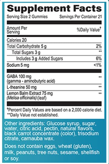 GeriCare DeStress Gummies β GABA, L-Theanine & Lemon Balm (Mixed Berry) β 42 Count β Non-GMO, Gluten-Free, Vegan