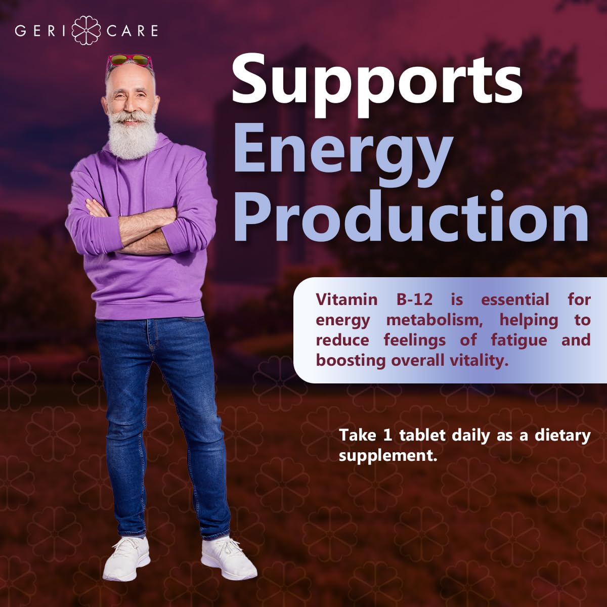 GeriCare Vitamin B-12 100mcg Tablets โ Energy, Brain & Nervous System Support | 100 Count
