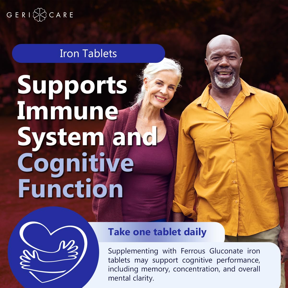 Gericare Iron 27mg Ferrous Gluconate 240mg โ Iron & Energy Supplement, 100 Count