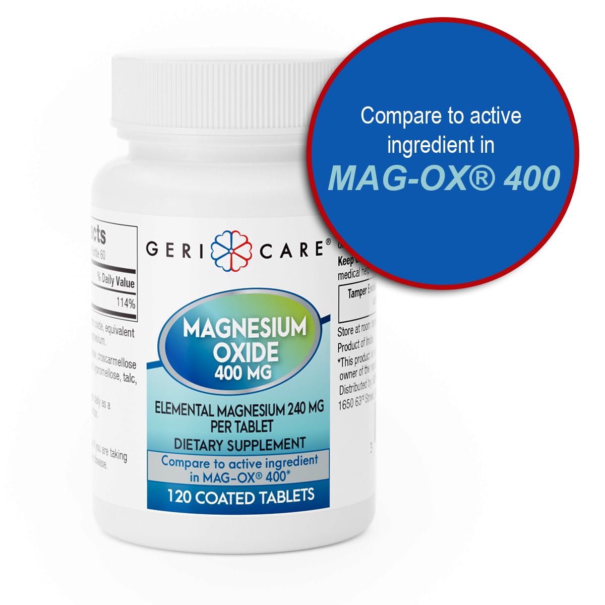 GeriCare Magnesium Oxide 240 mg | 120 Coated Tablets โ Essential Mineral Support