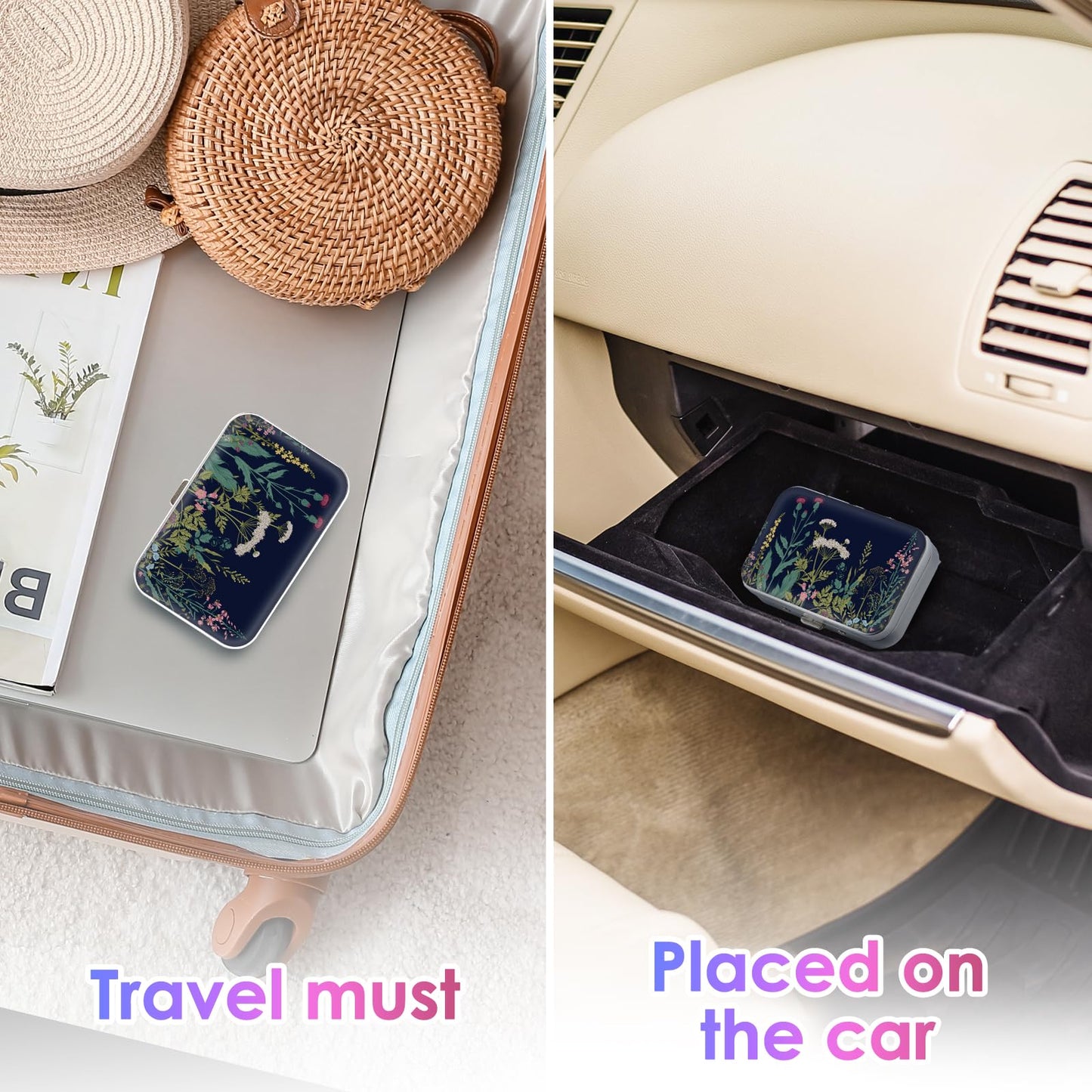 Gerkia Dental Floss Portable Case โ Floral 3-Piece Travel Dispenser