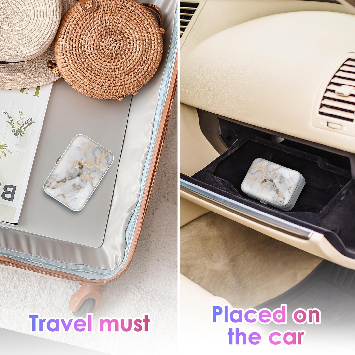 Gerkia Dental Floss Portable Case โ Marble Travel Floss Dispenser