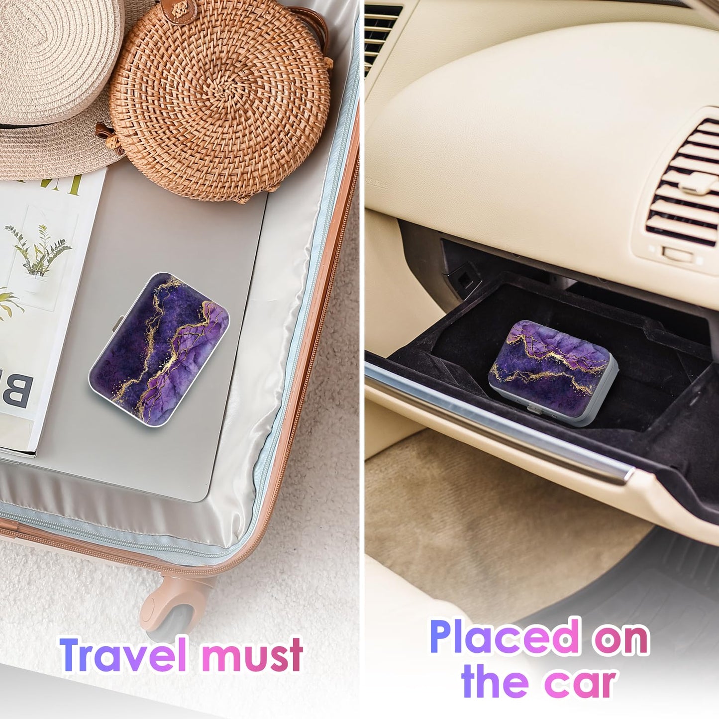 Gerkia Dental Floss Portable Case โ Travel-ready Floss Dispenser (Purple Marble)