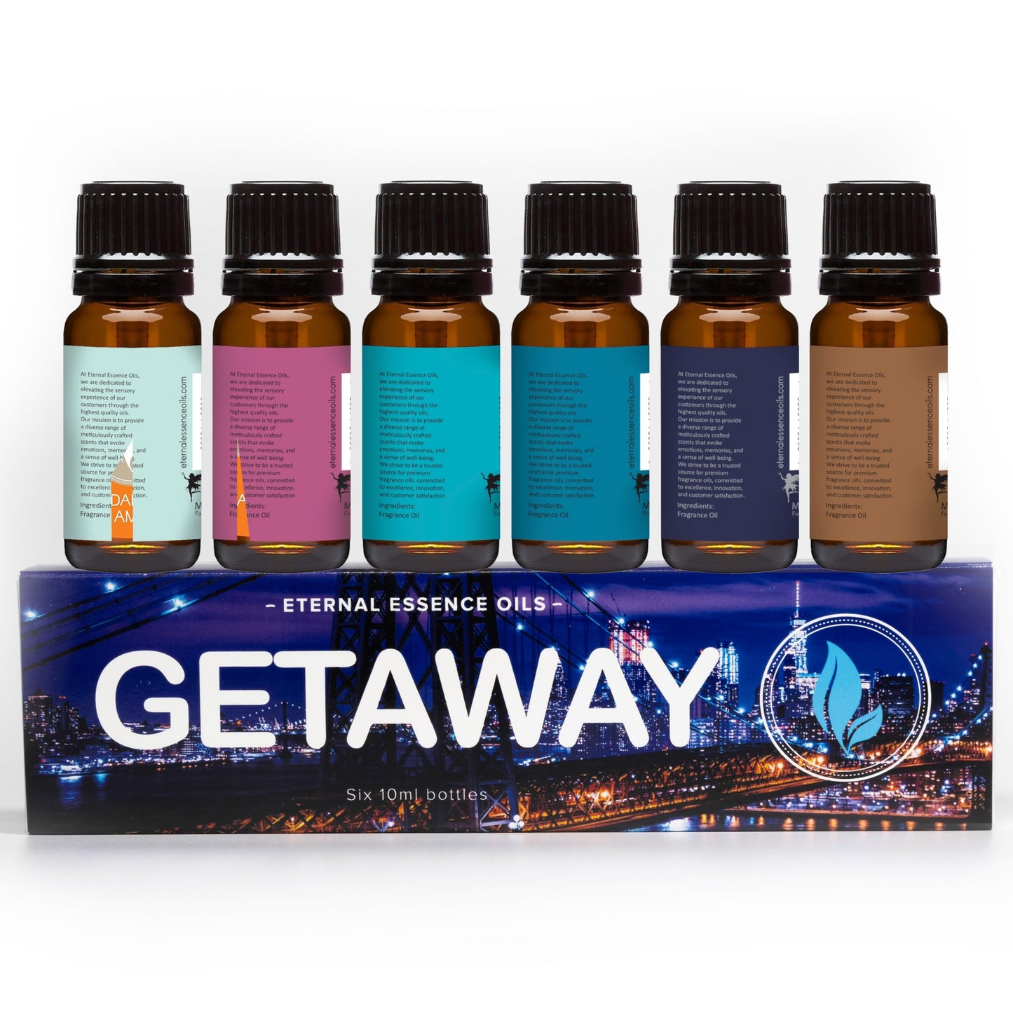 Get Away Gift Set: 6 Premium Fragrance Oils (10ml each) โ Island Hop, Ocean Breeze, Tropical Passion Fruit, Aspen Winter, Instant Vacation, Sun & Sand