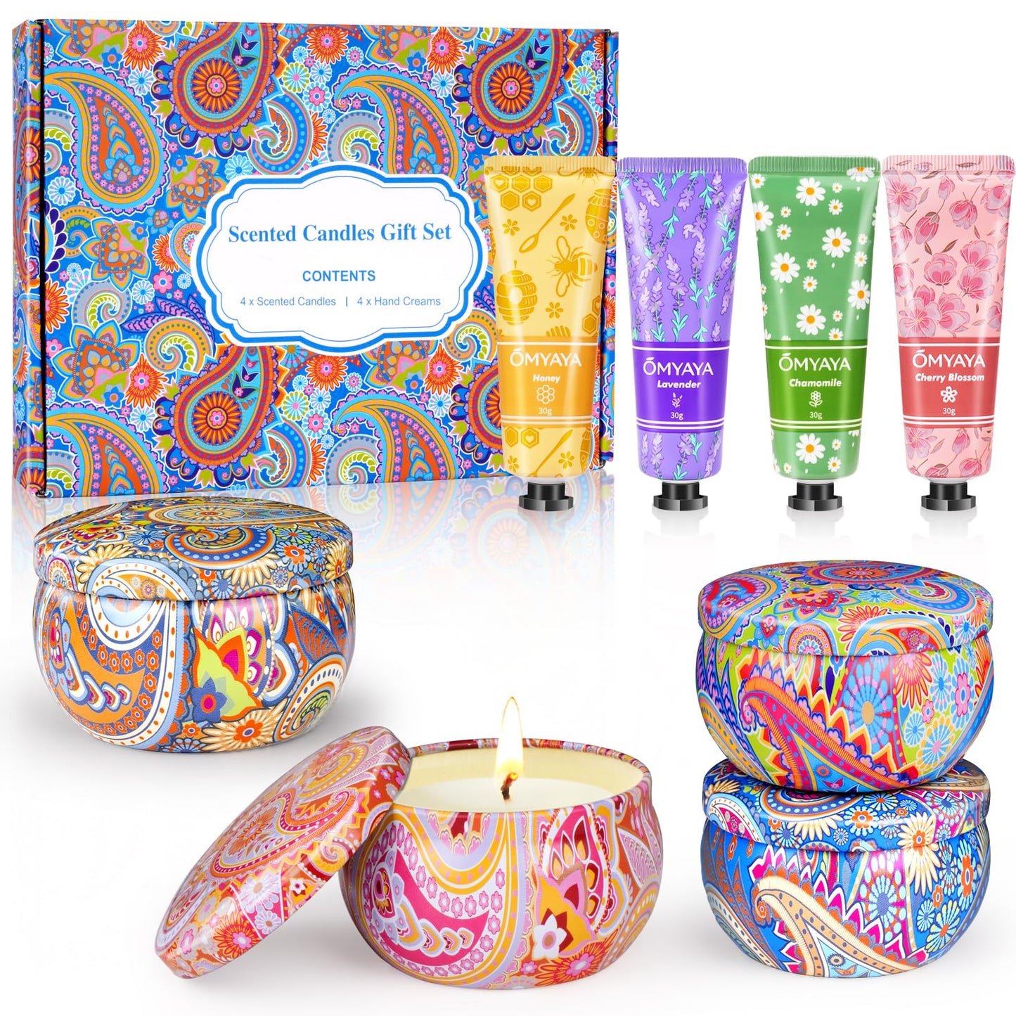 Gift Baskets for Women โ Scented Candles Gift Set & Hand Cream Set