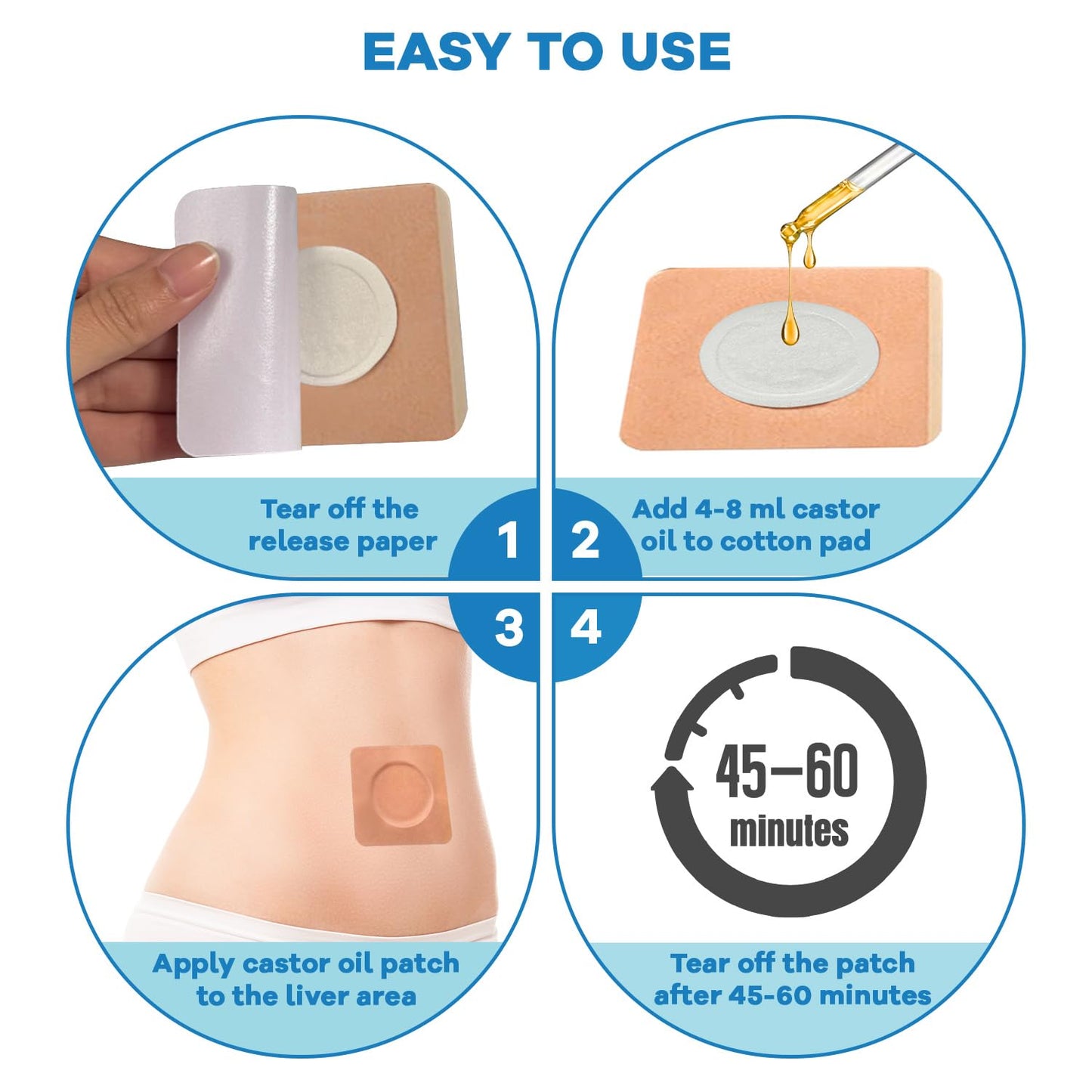32 Pcs Castor Oil Belly Button Patches โ Anti-Leakage Disposable Pack Wrap