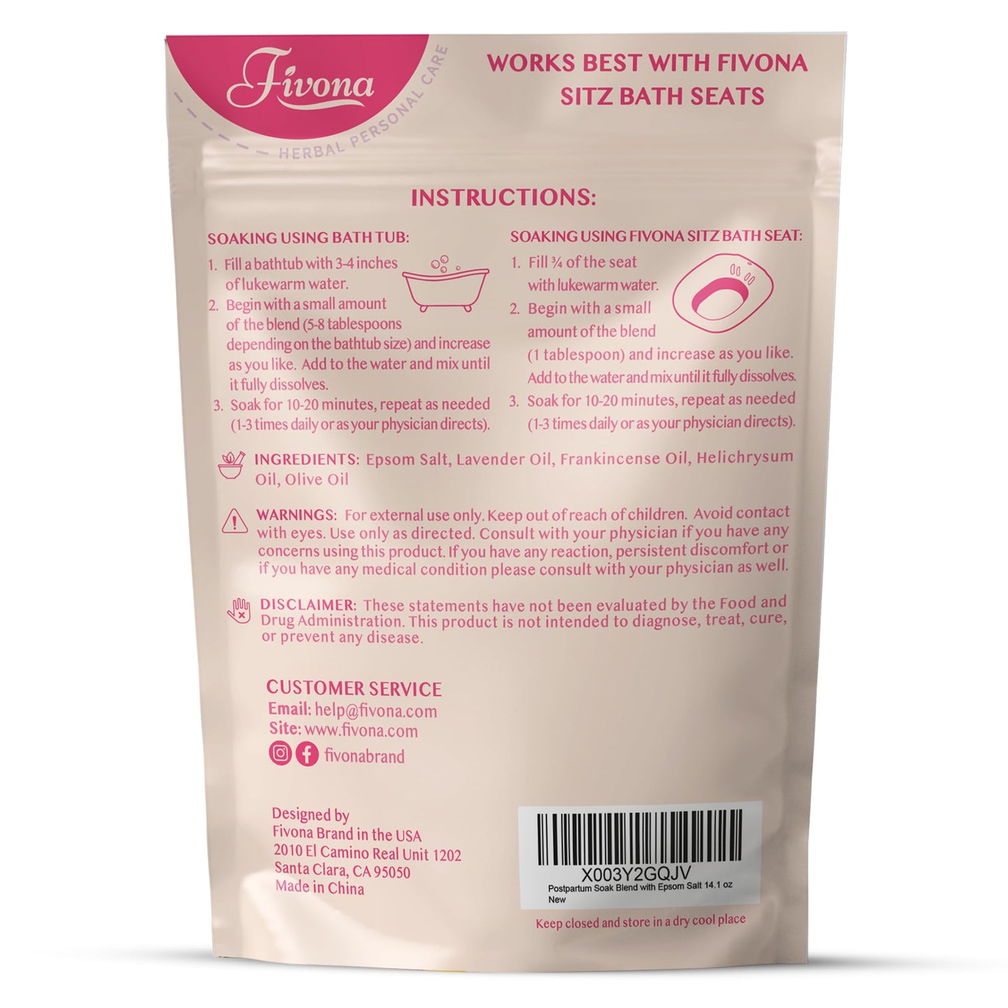 Postpartum Sitz Bath Salt โ Epsom Salt with Essential Oils for Hemorrhoid Relief & Perineal Healing