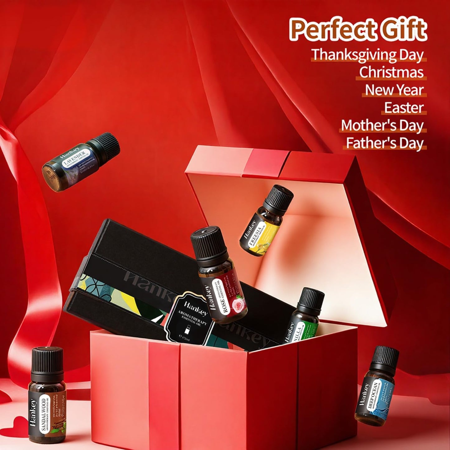 6-Piece Essential Oils Set โ Lavender, Rose, Vanilla, Sandalwood, Freesia & Deep Ocean | 100% Pure