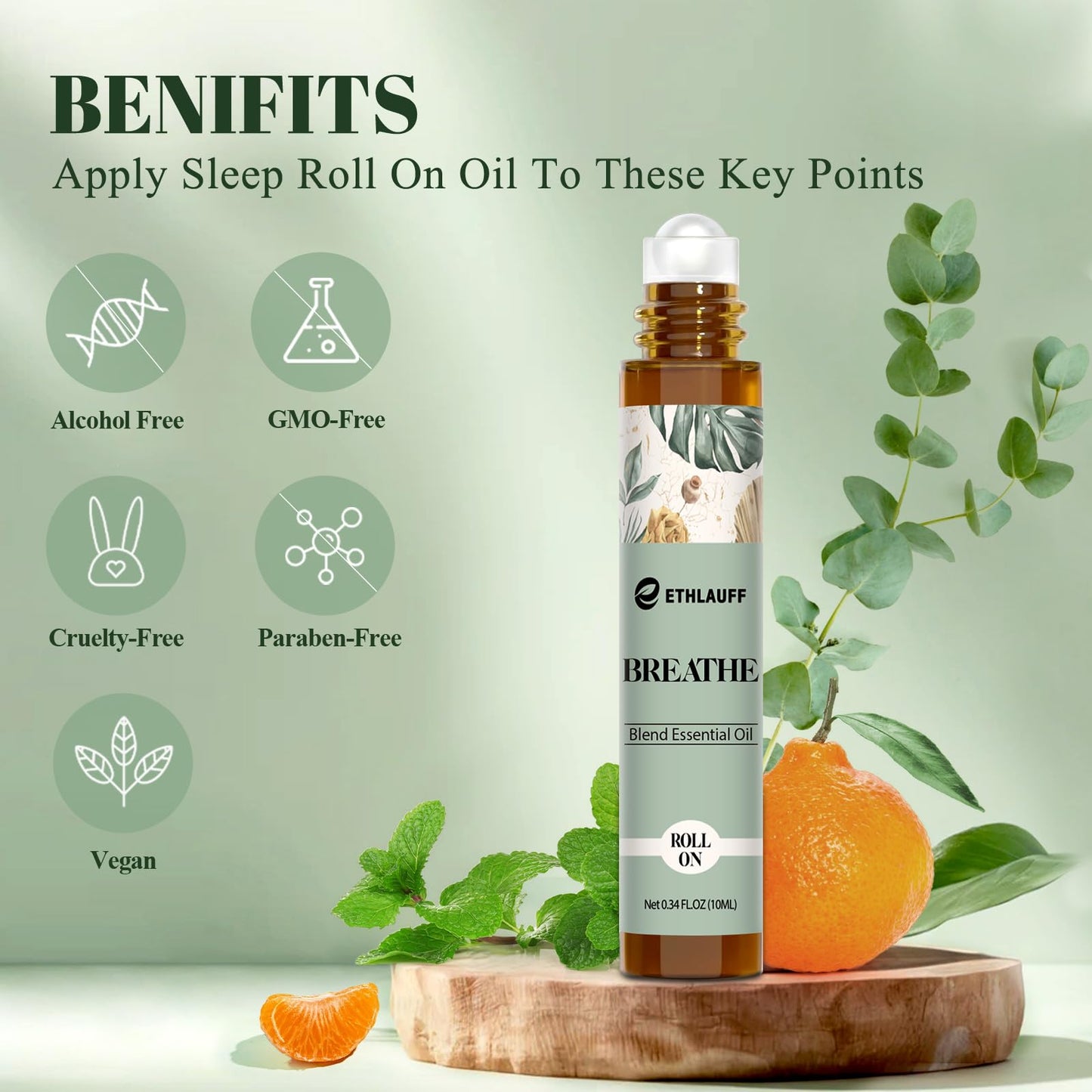 Breathe Essential Oil Blend 10ml โ Breath Easy Roll-On for Sinus Relief