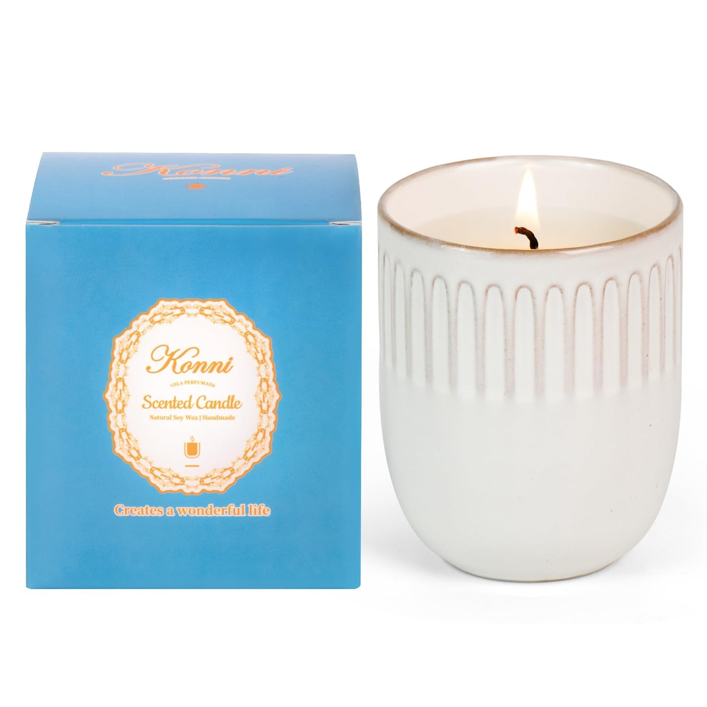 9oz White Soy Scented Candle β Lavender Aromatherapy Jar, Ceramic Cup 7 (Non-Toxic Gift)