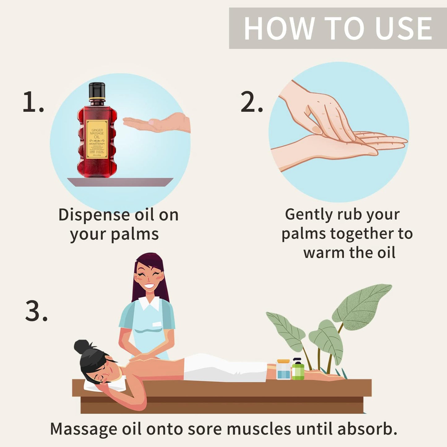 Ginger Massage Oil for Relaxing Muscles โ Body & Skin Moisturizing, 8.8 oz