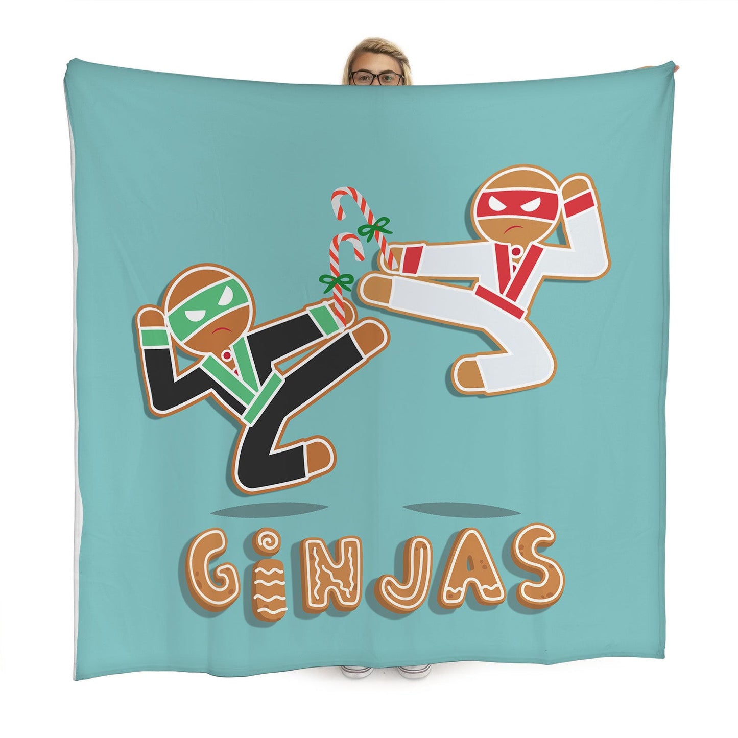 Ginja-bread Men - Xmas - Fleece Blanket