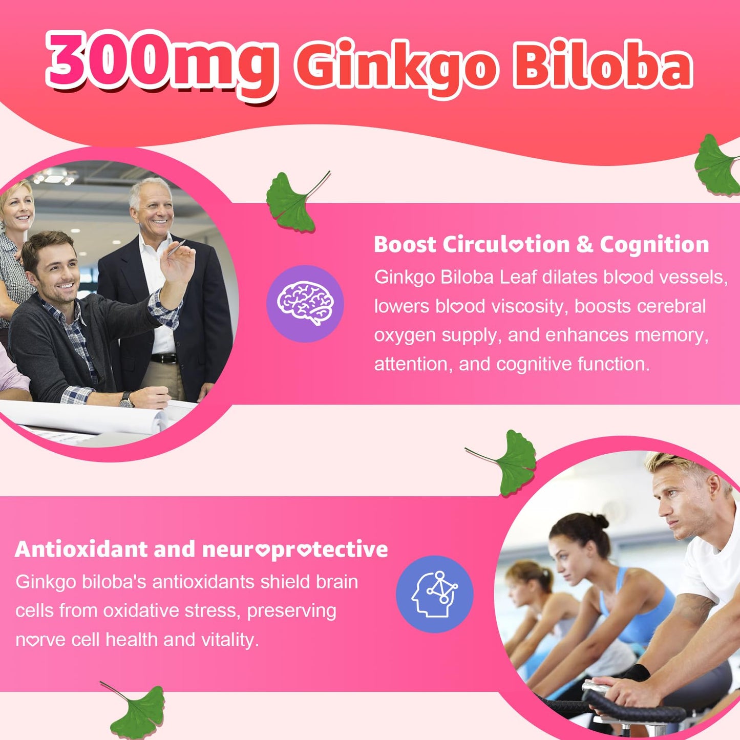 Ginkgo Biloba Gummies 300mg โ Focus, Memory & Brain Health | Vegan, Sugar-Free