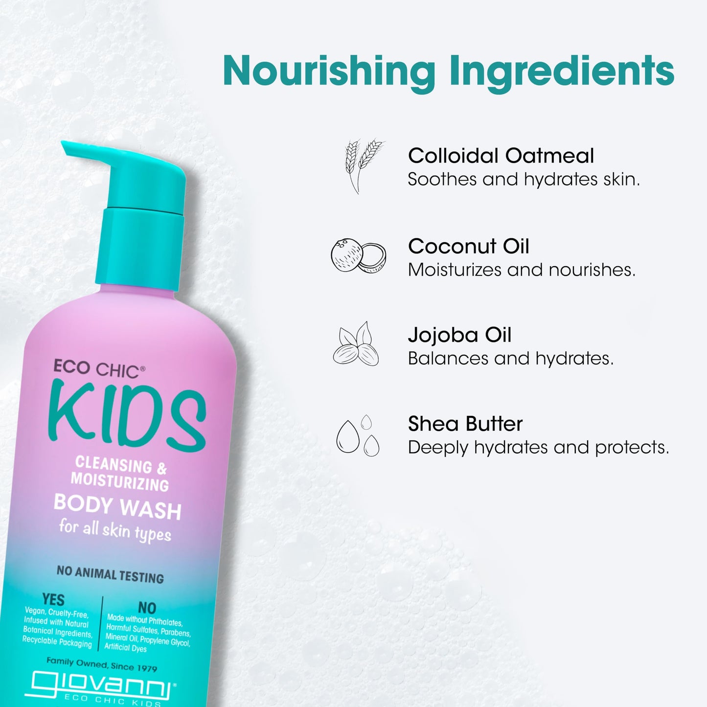 GIOVANNI Eco Chic KIDs Body Wash โ Gentle, Vegan, All Skin Types (16.5 oz)