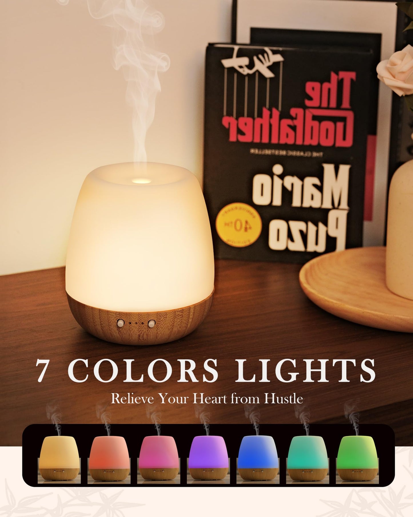 Glass Essential Oil Diffuser 180ml โ Ultrasonic, Auto-Off, 7 Mood Lights