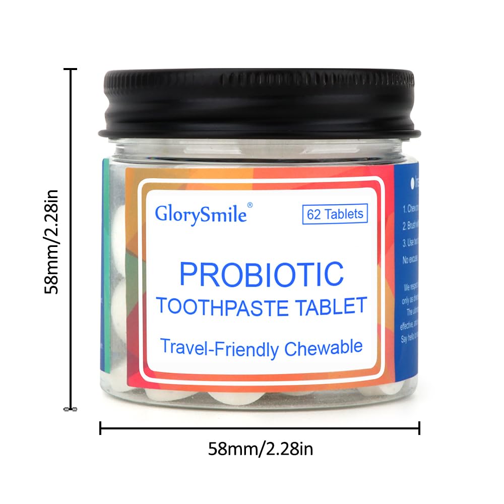 GlorySmile Toothpaste Tablets β Nano Hydroxyapatite with Probiotics, Fluoride-Free, Plastic-Free, Mint β 62ct Eco & Travel Friendly