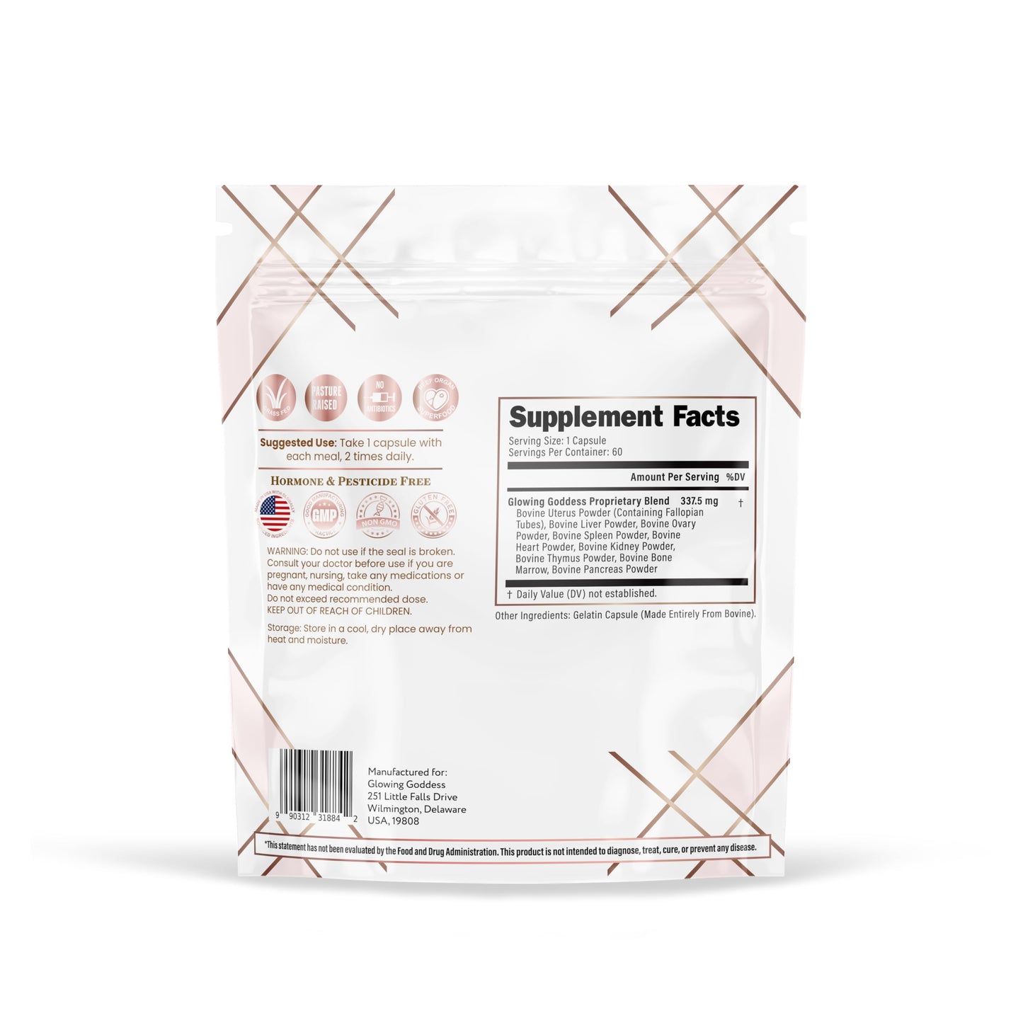 Glowing Goddess Beef Organ Superfood Capsules β 10 Organs, 100% Grass-Fed & Finished