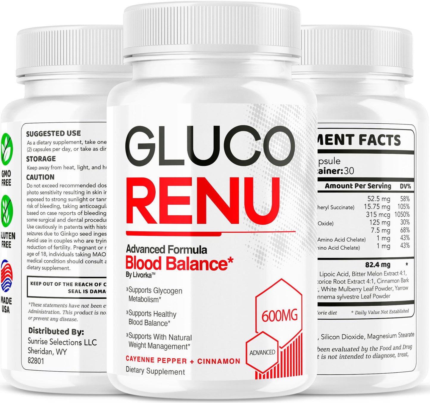 (3 Pack) Gluco Renu Capsules โ Premium GlucoRenu Supplement, 90 Capsules