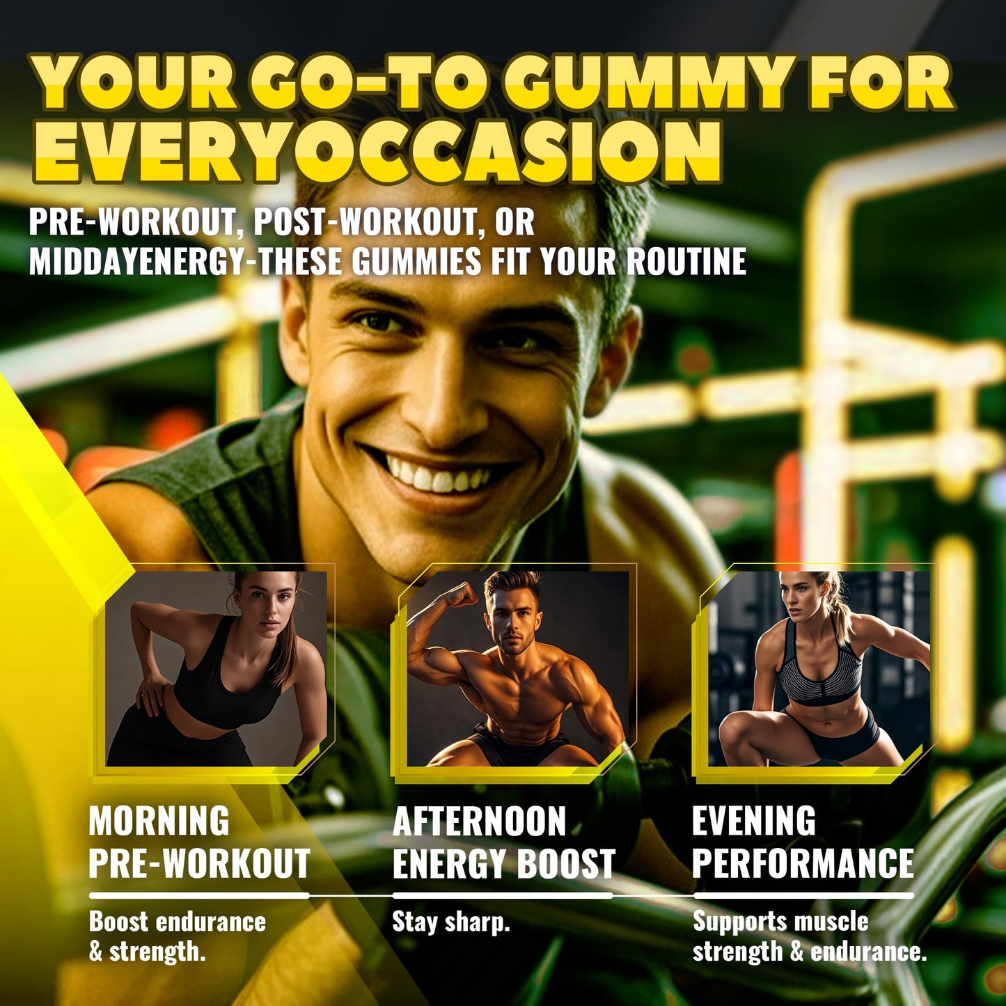 GlucoBio Creatine Monohydrate Gummies (5g) โ Pre-Workout Energy, Muscle Growth | Pineapple Electrolyte Gummies 135 Count