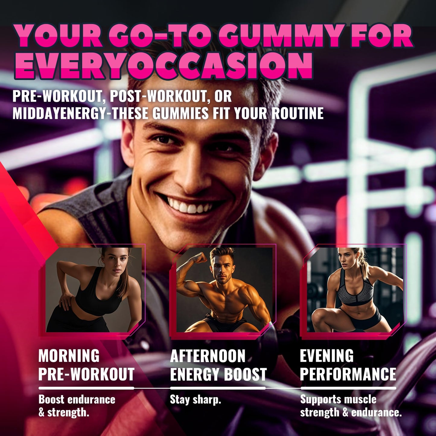 GlucoBio Creatine Monohydrate Gummies โ 5g per Serving, Raspberry