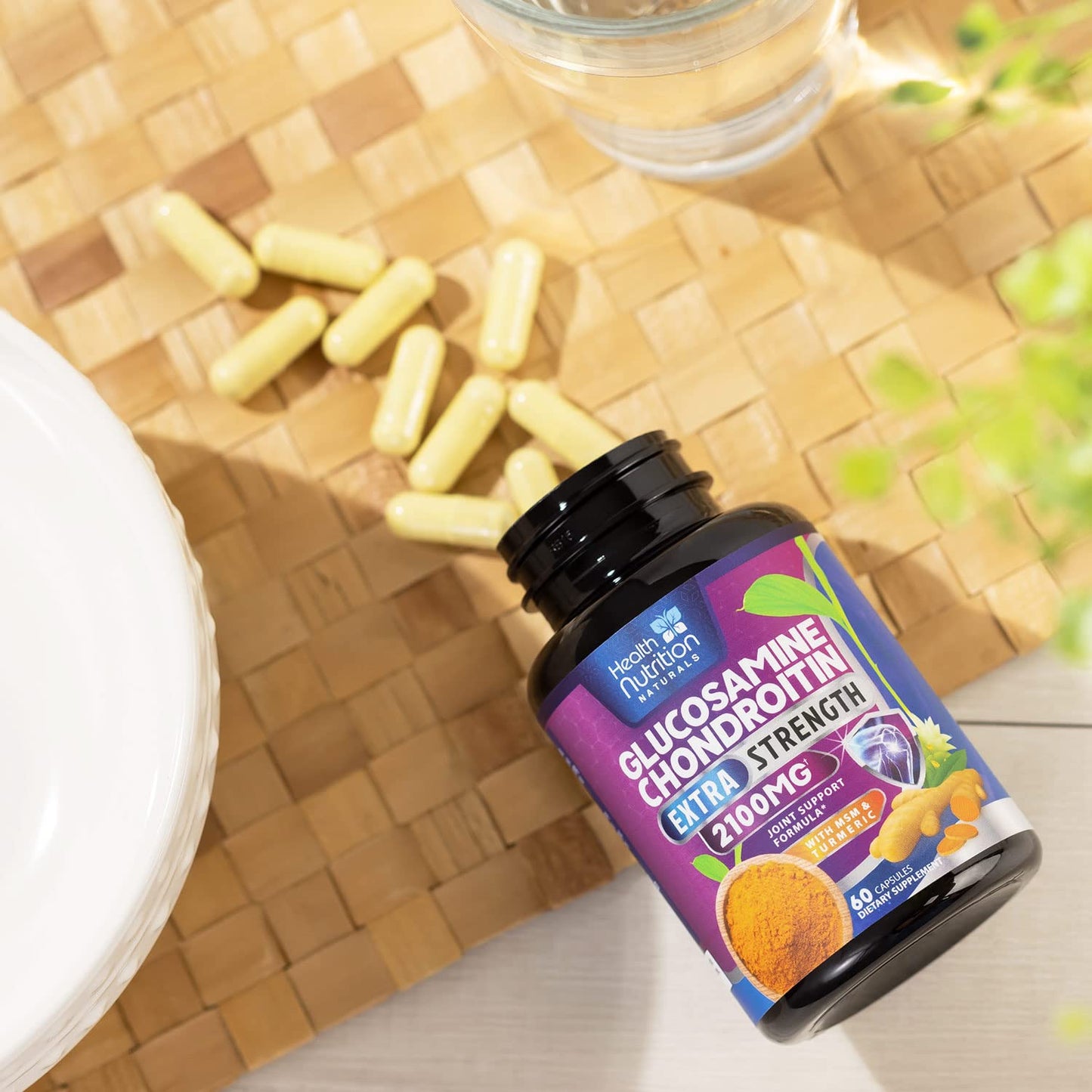 Glucosamine Chondroitin 2100mg โ 3X Strength Joint Support (60 Capsules) โ USA Bottled