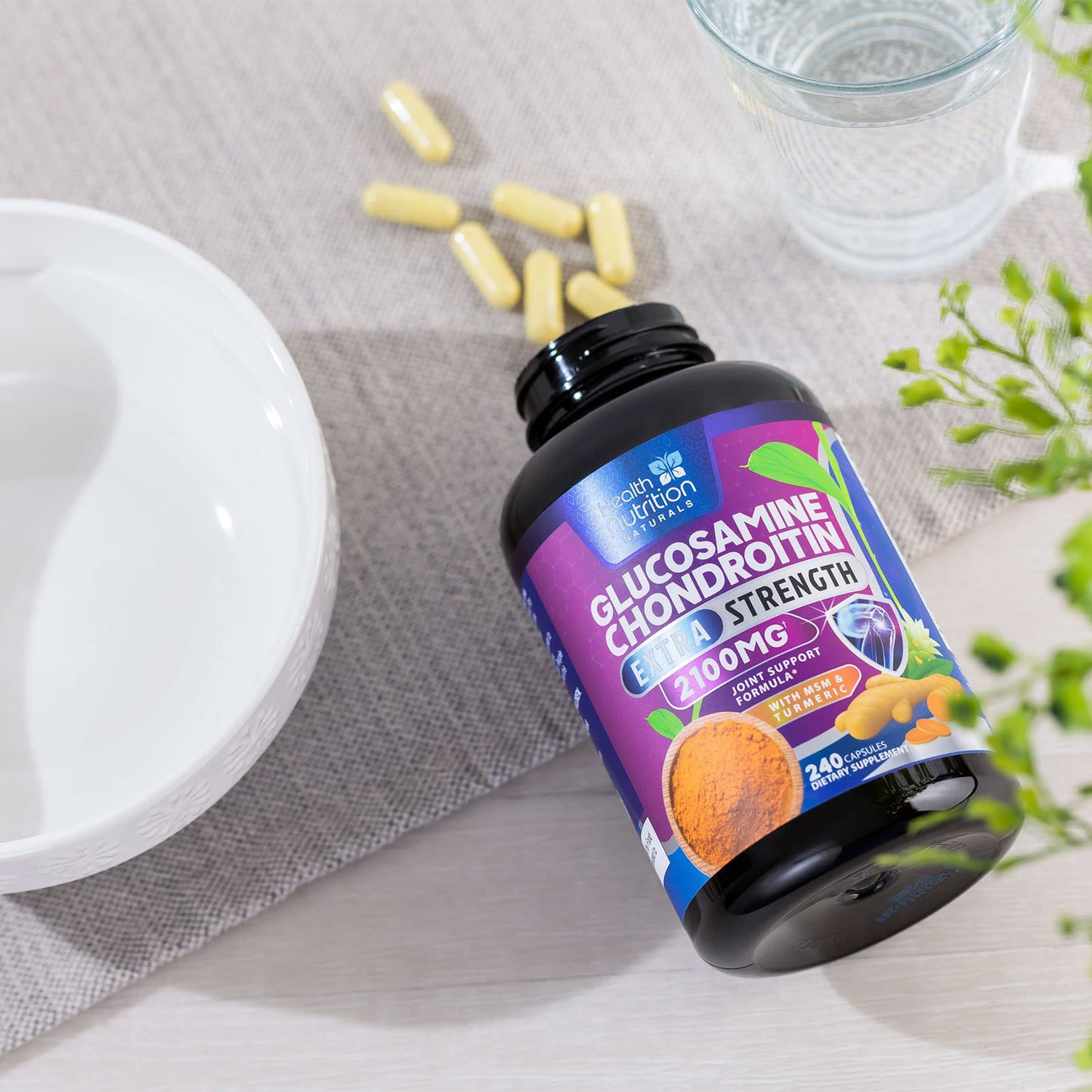 Glucosamine Chondroitin 2100mg โ 3X Strength Joint Support (240 Capsules) โ USA Bottled