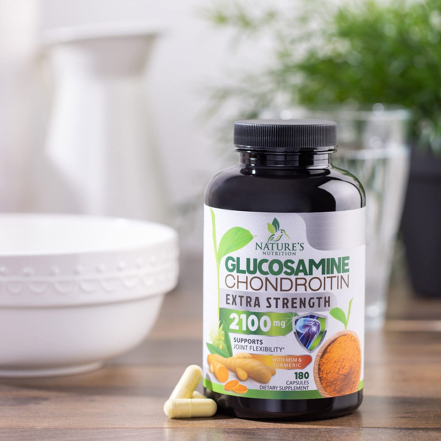 Glucosamine Chondroitin MSM 2100mg โ 3x Strength Joint Support for Men & Women | Turmeric & Boswellia โ 180 Capsules