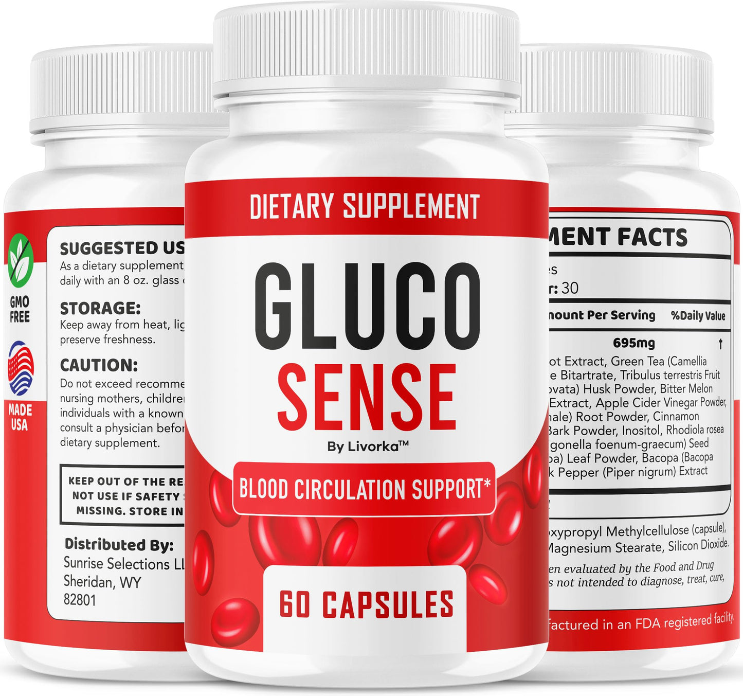 GlucoSense 3-Pack Capsules β Maximum Strength 180 Count